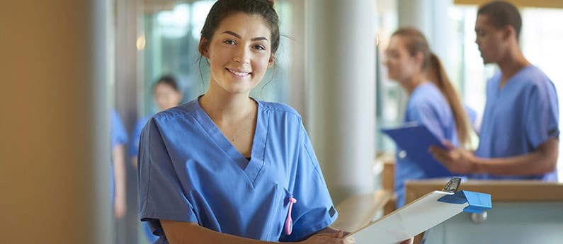 A Healthcare professional in a medical office.